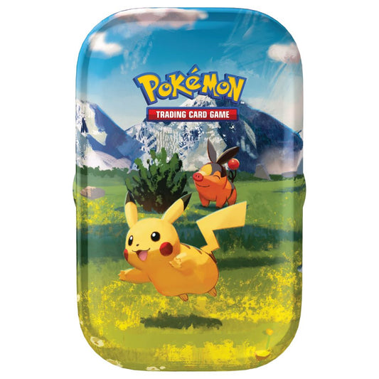 Official Pokémon TCG Ascended Heroes Mini Tin artwork featuring Pikachu