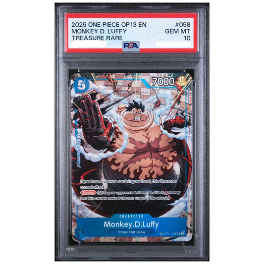 Monkey D Luffy Treasure Rare PSA 10 One Piece OP13 Carrying On His Will graded card front