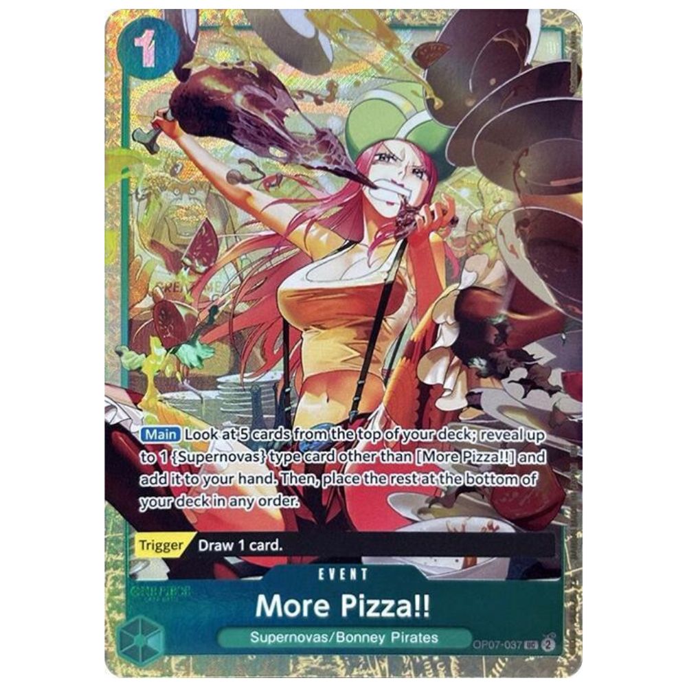 
 One Piece TCG More Pizza!! card from Premium Card Collection Best Selection Vol 4 – English Foil Promo