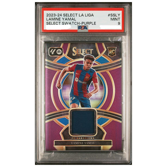 Official Panini Select La Liga graded card featuring Lamine Yamal – Collectible Trading Card PSA 9
