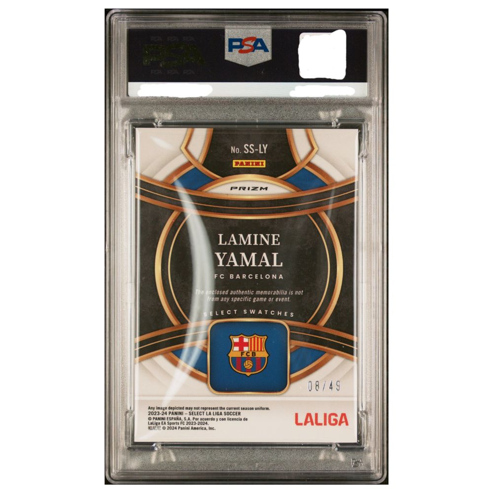 Official Panini Select La Liga graded card featuring Lamine Yamal – Collectible Trading Card Back