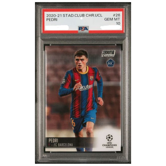 Official Stadium Club Chrome UEFA Pedri Champions League graded card featuring Pedri – Collectible Trading Card