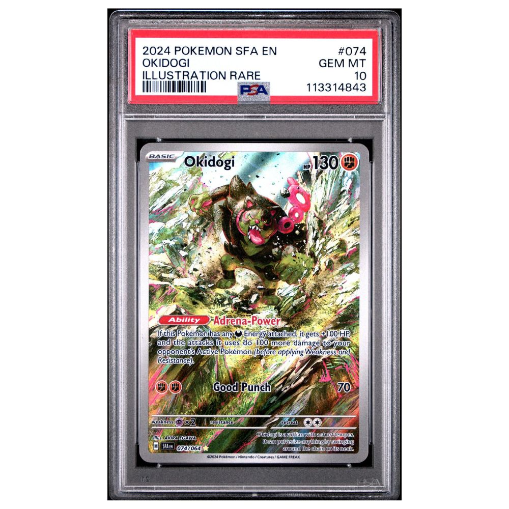 PSA 10 Okidogi Illustration Rare card from Pokémon Shrouded Fable 2024 set