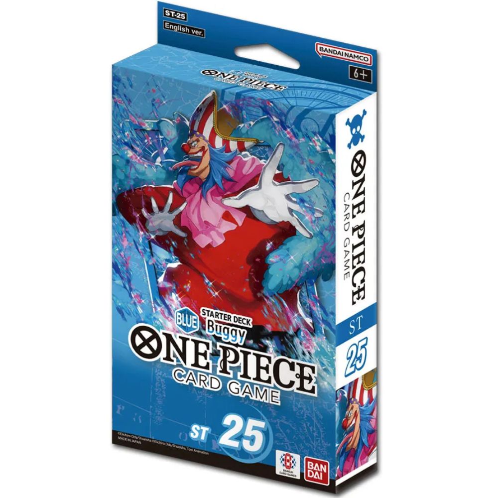 One Piece Card Game ST-25 Starter Deck featuring Buggy in blue color