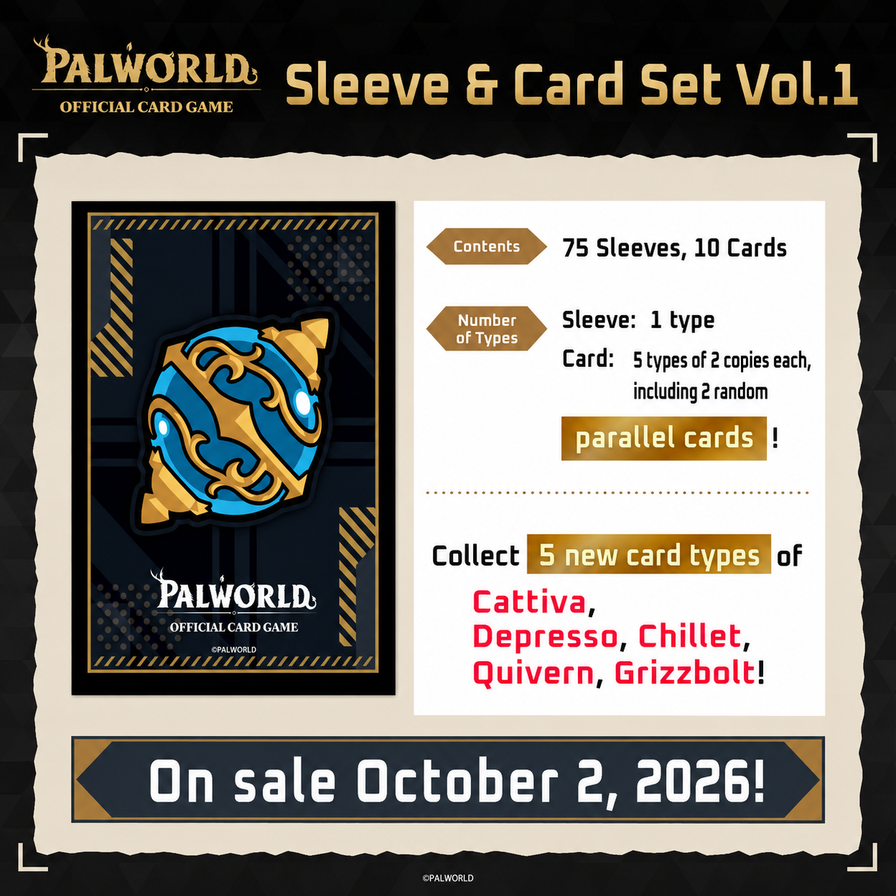 Official Palworld OFFICIAL CARD GAME Sleeve and Card Set Vol.1 SS01 packaging