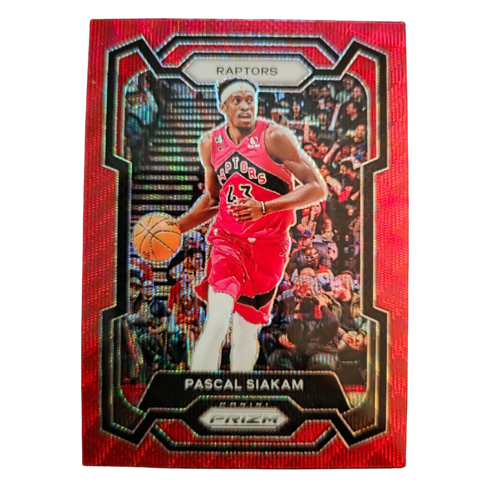 Front of Pascal Siakam 2023-24 Panini Prizm Ruby Wave #30 basketball card in Near Mint condition