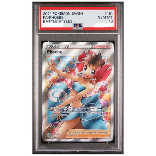 PSA 10 Gem Mint Phoebe Full Art Ultra Rare from the 2021 Pokemon Battle Styles expansion
