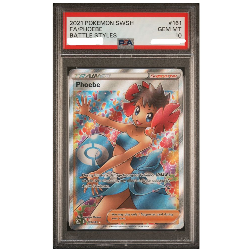 Official Pokemon TCG Phoebe Full Art PSA 10 from Battle Styles graded card collectible