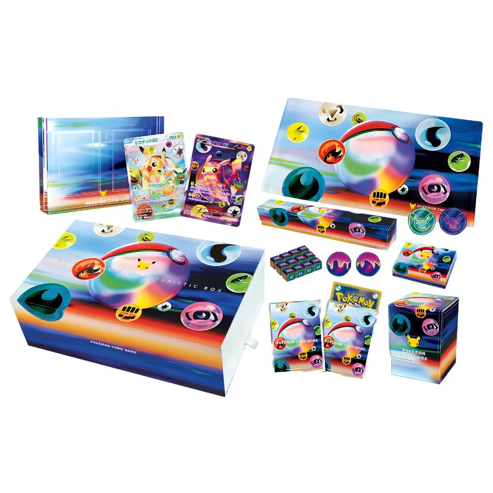 Pokemon 30th CELEBRATION FUTURISTIC BOX with Pikachu ex promos and accessories