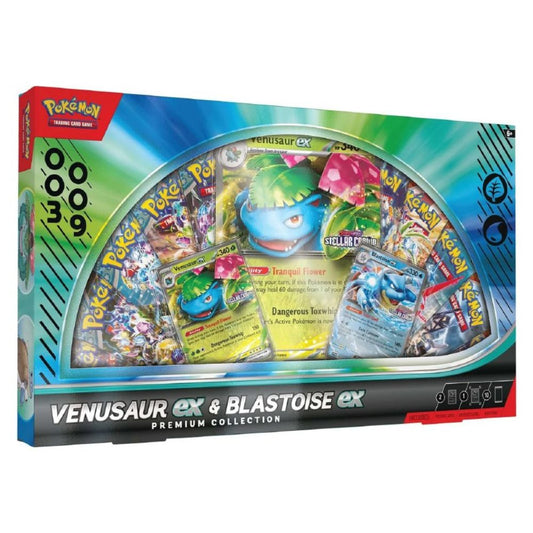 Official Pokémon TCG Premium Collection Venusaur ex & Blastoise ex foil promo and booster box