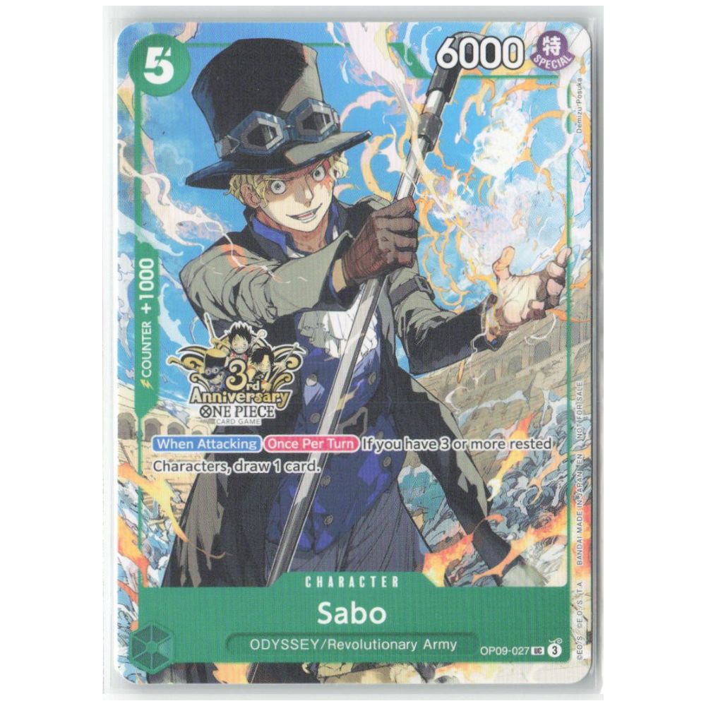 Sabo Official One Piece TCG Sabo Promo Card from 3rd Anniversary 3 Brothers Pack – Collectible Trading Card