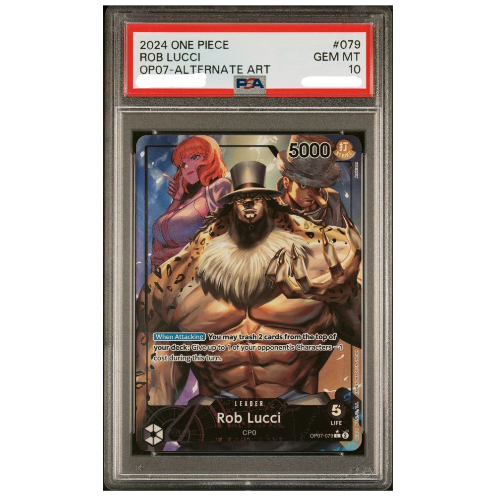 Rob Lucci OP07-079 Leader Alternate Art English 500 Years in the Future graded PSA 10 Gem Mint