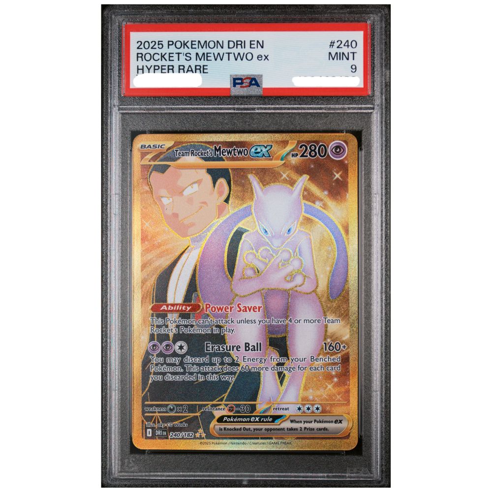 2025 Pokemon Destined Rivals Rockets Mewtwo ex Hyper Rare PSA 9 graded card