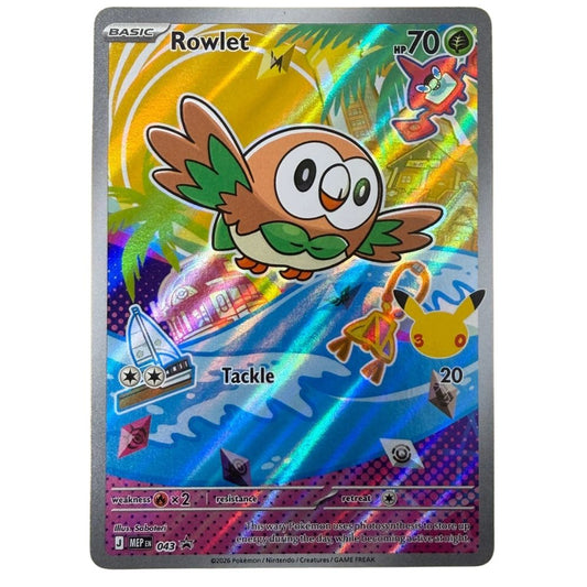Official Rowlet Pokemon TCG Promo Card from First Partner Illustration Collection – Collectible Trading Card Game Card