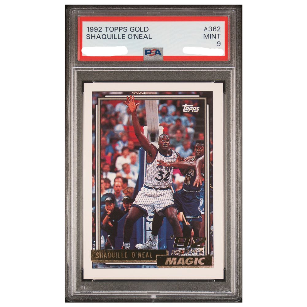 Official Shaquille Oneal Rookie Gold Topps 1992 PSA 9 Card 362 Basketball Trading Card