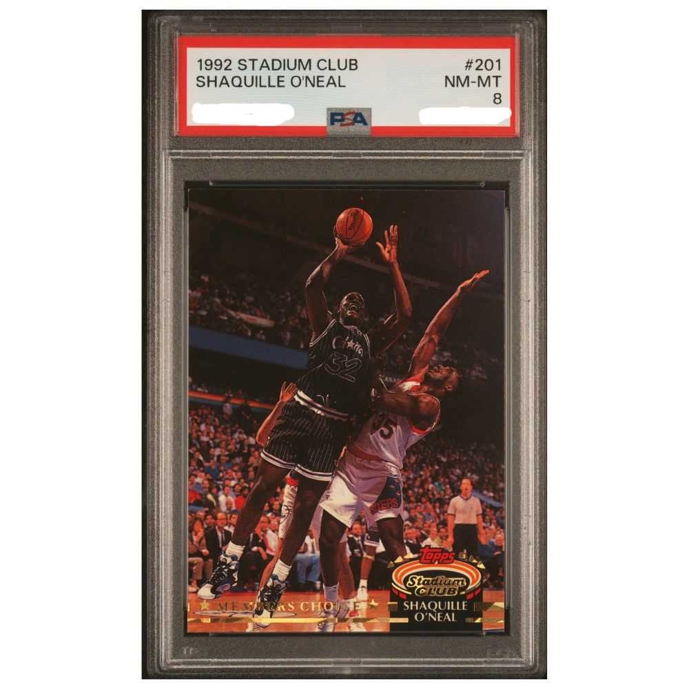 Official Shaquille Oneal Rookie Stadium Club 1992 PSA 8 Card 201 Basketball Trading Card