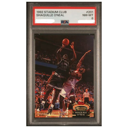 Official Shaquille Oneal Rookie Stadium Club 1992 PSA 8 Card 201 Basketball Trading Card