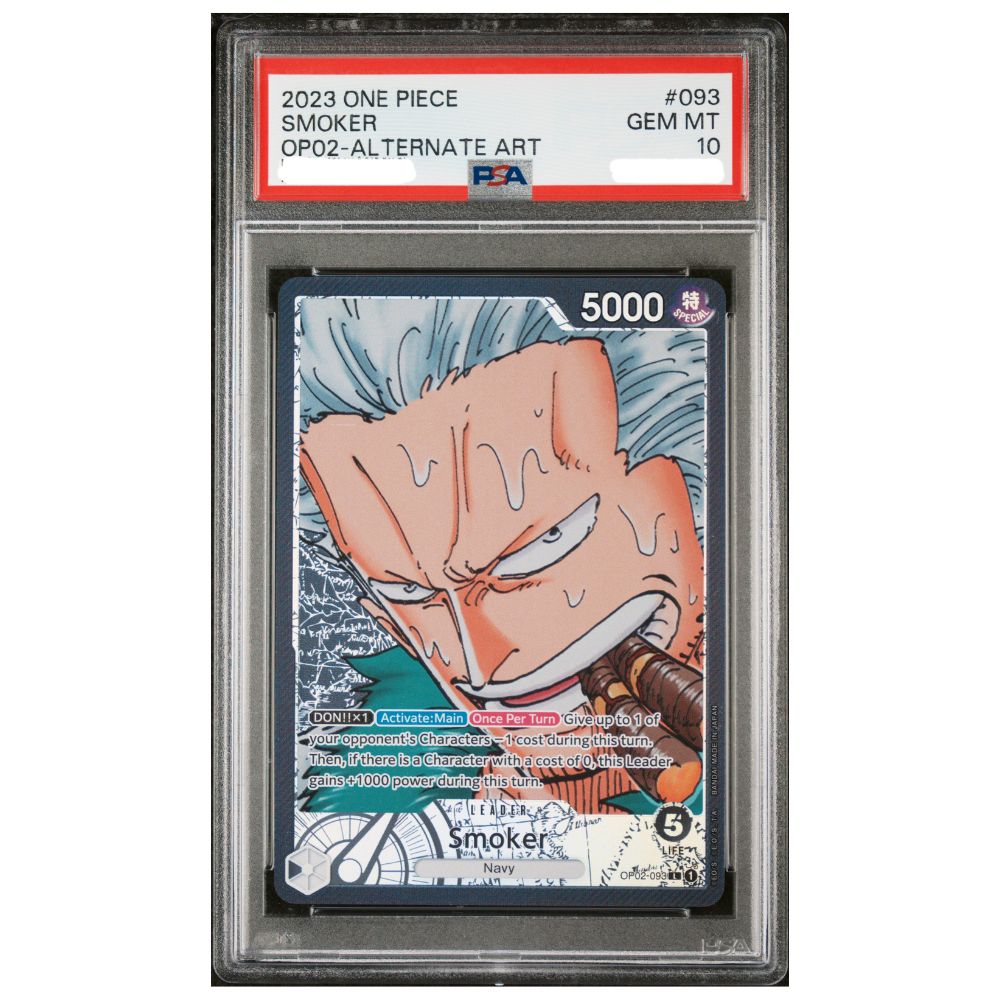 Smoker Alternate Art Leader English Paramount War OP02 graded PSA 10 Gem Mint