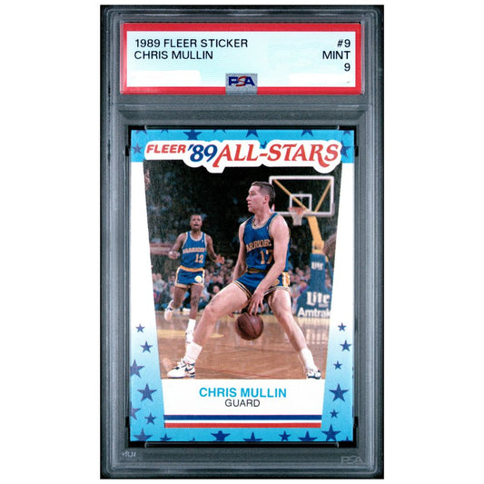 Official Basketball Sticker 1989 Fleer Chris Mullin PSA 9 collectible trading card