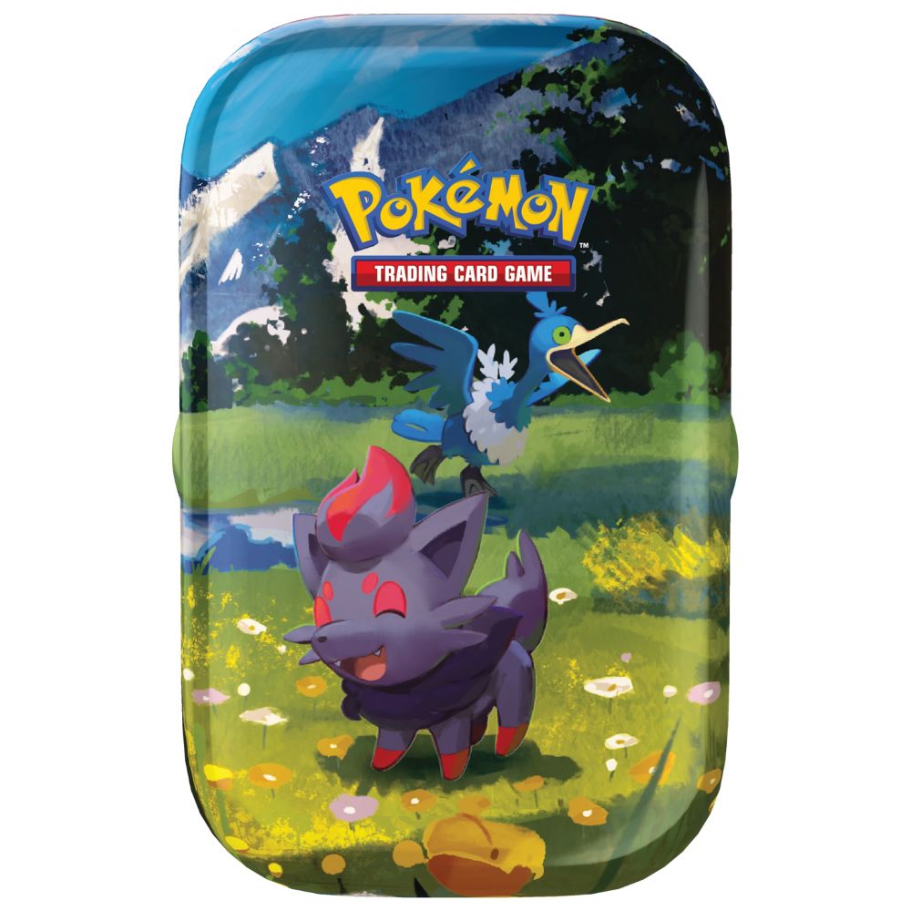 Official Pokémon TCG Ascended Heroes Mini Tin artwork featuring Zorua