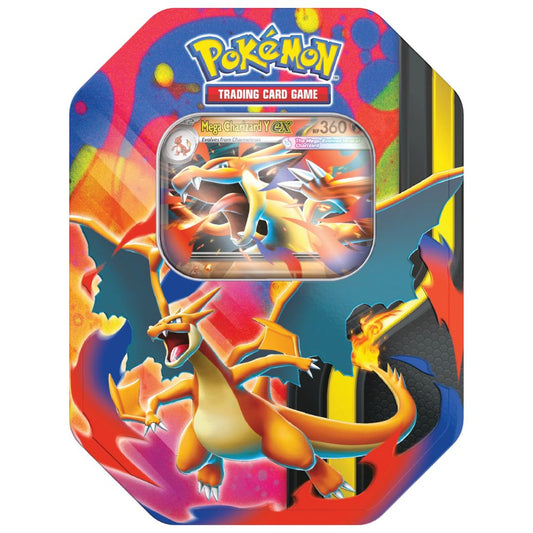 Official Pokémon TCG Mega Charizard XY Tin artwork with Mega Charizard Y ex