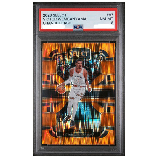 Victor Wembanyama Rookie Orange Flash PSA 8 2023 Panini Select Basketball Card