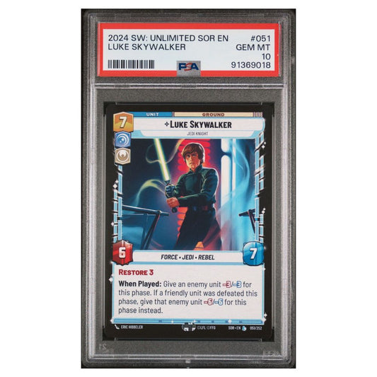 2024 Star Wars: Unbegrenzter Funke der Rebellion #051 Luke Skywalker, Jedi-Ritter PSA 10