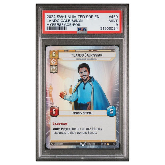 2024 Star Wars: Unlimited Spark of Rebellion #459 Lando Calrissian, verantwortungsbewusster Geschäftsmann Hyperspace-Foil PSA 9 POP 1/1