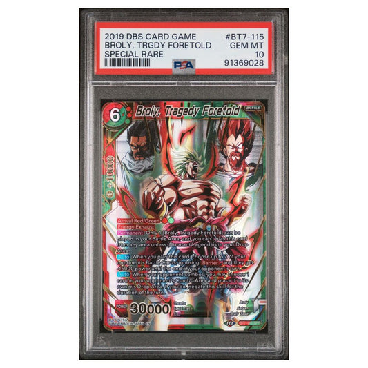 2019 Dragon Ball Super Card Game Series 7 Assault of the Saiyans BT7-115 Broly, Tragedy Foretold Special Rare PSA 10