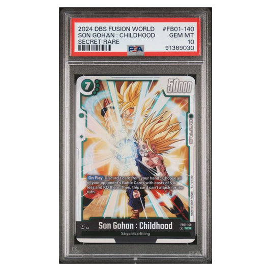 Son Gohan : Enfance Secret Rare PSA 10 Dragon Ball Super Jeu de Cartes Fusion World Awakened Pulse FB01-140