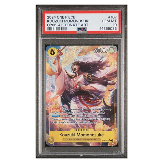 2024 One Piece Wings of the Captain 107 Kouzuki Momonosuke Alternate Art PSA 10