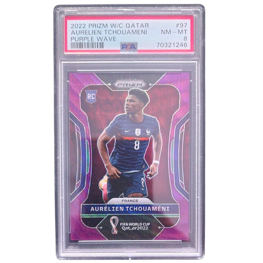 Tchouaméni Purple Wave Prizm WC 2022 #97 PSA 8 – Panini