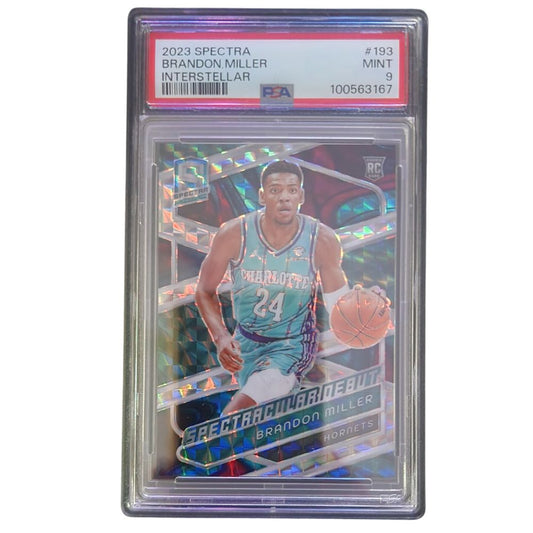 2023-24 Panini Spectra Interstellar #161 Brandon Miller Rookie Card – PSA 9 front