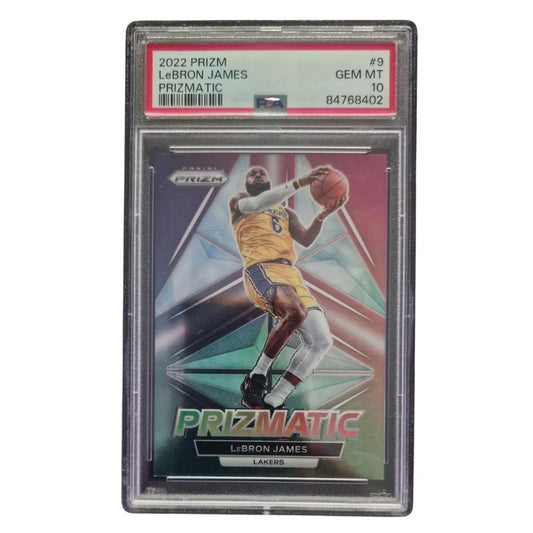 2022-23 Panini Prizm Prizmatic #9 LeBron James – PSA 10