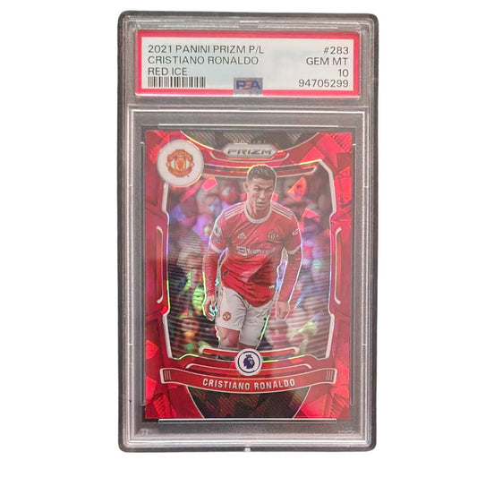 Cristiano Ronaldo Red Ice Panini Prizm P/L PSA 10