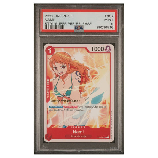 Nami Super pré-version PSA 9 One Piece TCG