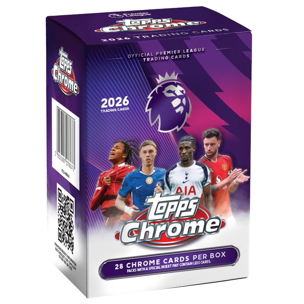 Official Topps Chrome Premier League Soccer Value Box from 2026 – Collectible Trading Card Game Booster
