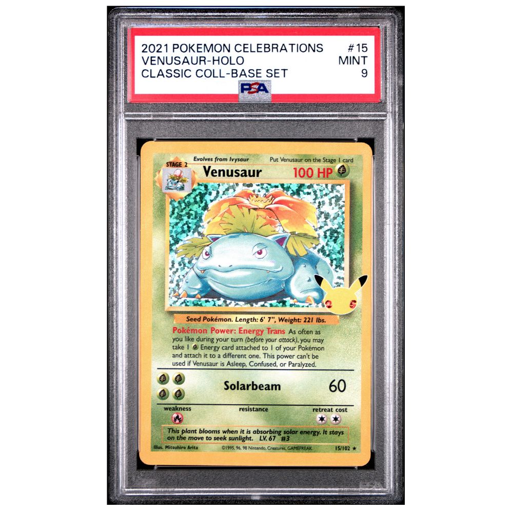 PSA 9 graded Venusaur Holo from the 2021 Pokemon Celebrations Classic Collection