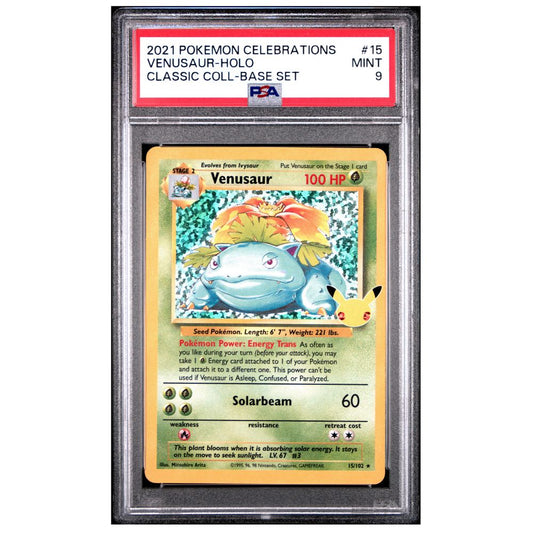 PSA 9 graded Venusaur Holo from the 2021 Pokemon Celebrations Classic Collection