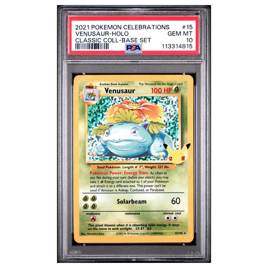 PSA 10 graded Venusaur Holo from Pokémon Celebrations Classic Collection 2021