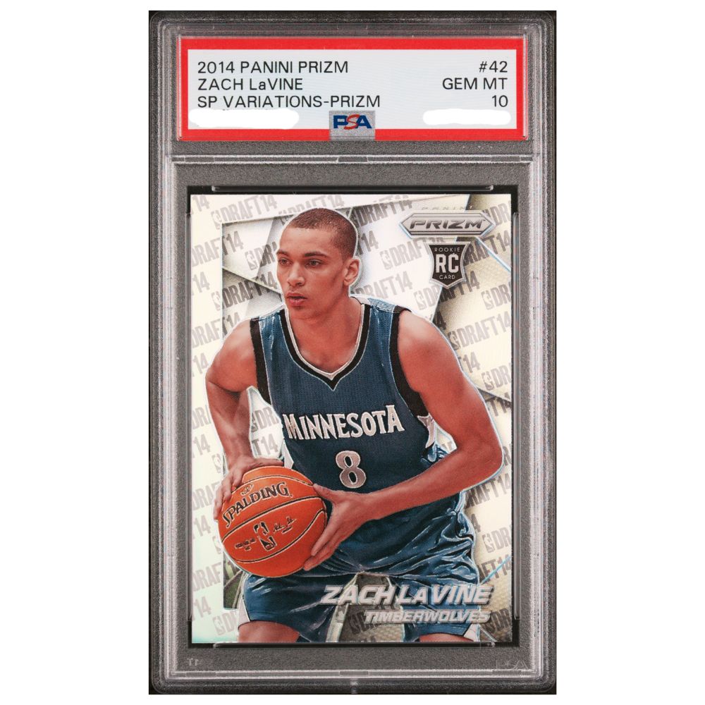 Official Zach LaVine Rookie SP Variations Prizm Panini Prizm 2014 PSA 10 Card 42 Basketball Trading Card