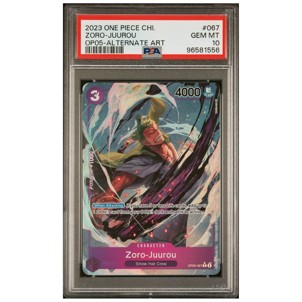 Zoro Juurou Alternate Art PSA 10 Gem Mint graded slab One Piece Card Game Awakening of the New Era OP05-067 Simplified Chinese edition