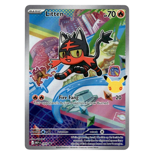 Official Litten Pokemon TCG Promo Card from First Partner Illustration Collection – Collectible Trading Card Game Card